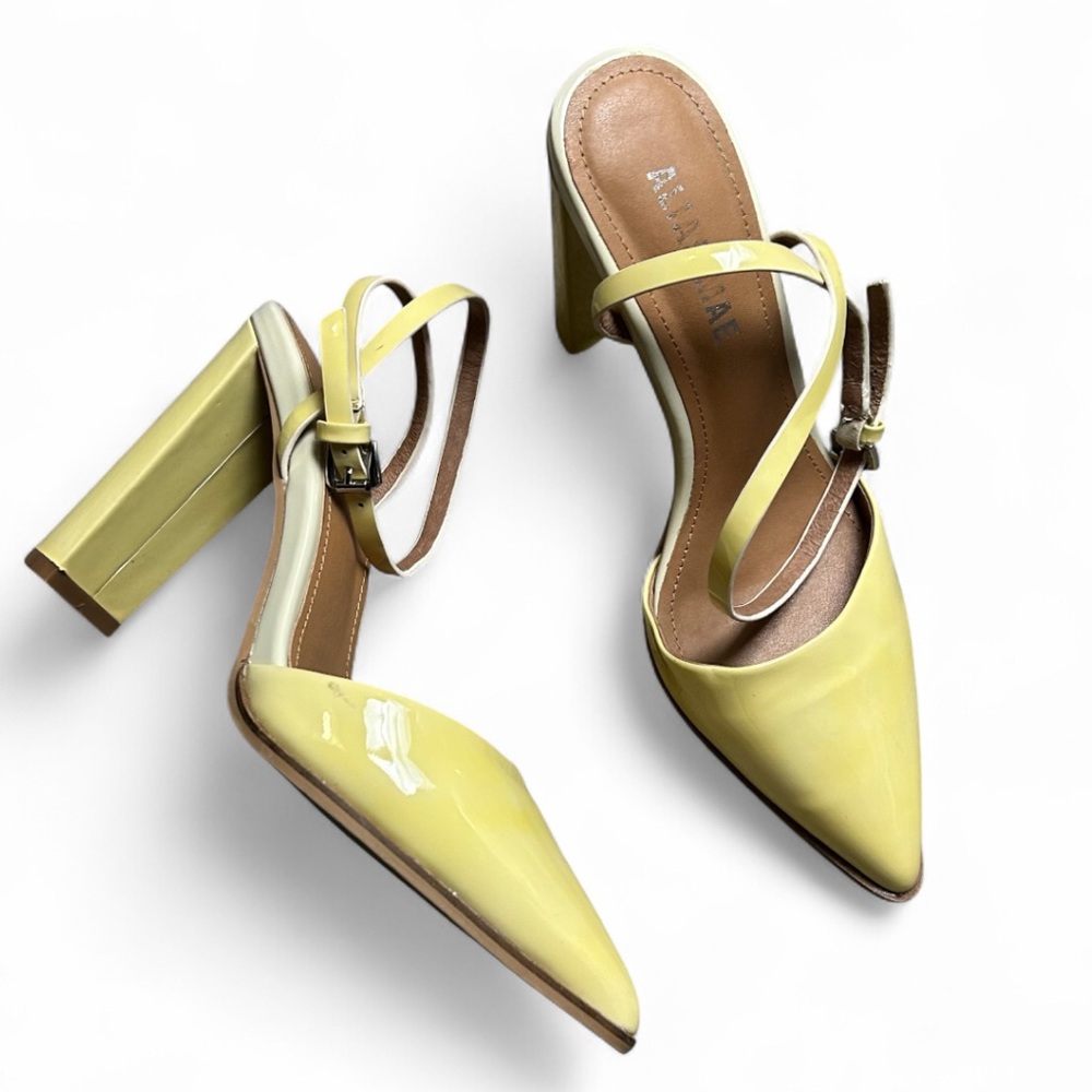 ALIAS MAE Layton Heels in Yellow Patent Size 37 | 6.5 US